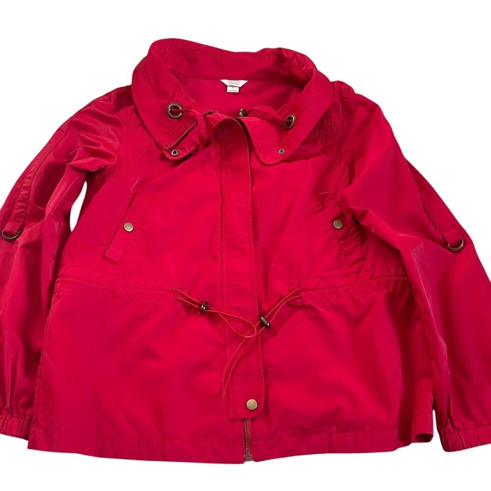 Christopher‎ & Banks Womens Red Utility Jacket Full Zip Drawstring Waist Large